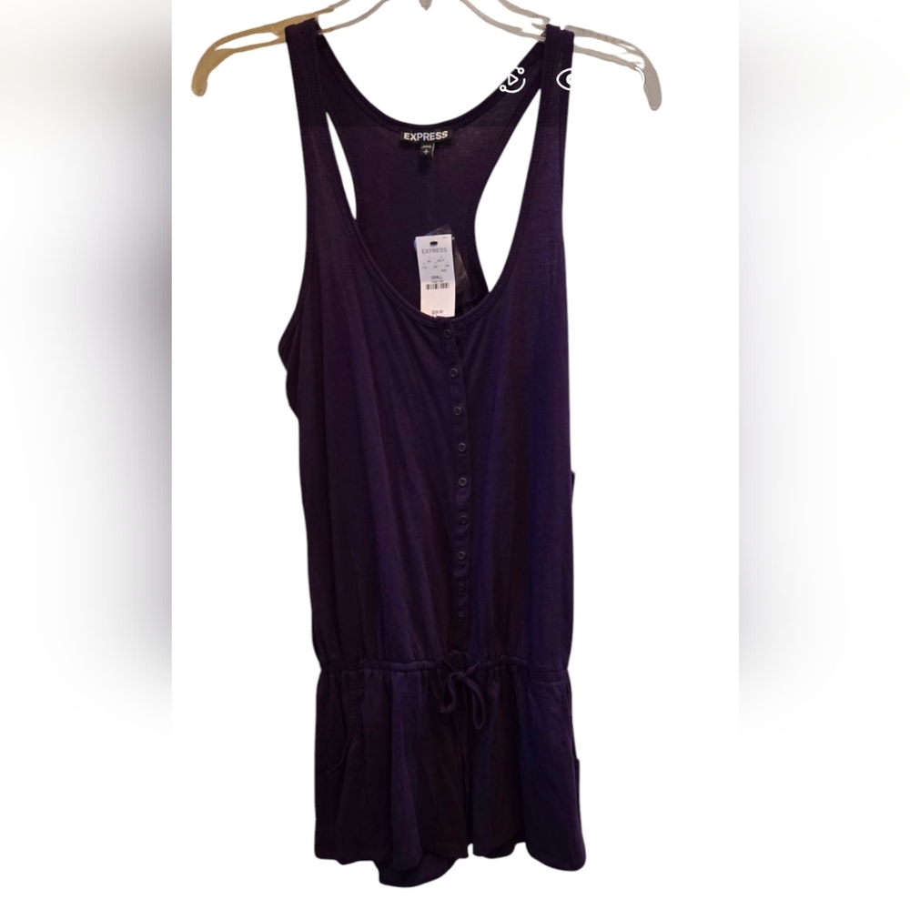 EXPRESS Womens Purple Button-Up Racer Back Romper NWT Summer